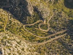 Thumbnail sized: Areal view of a winding road