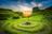 thumbnail of A meadow with a stone pile in center and concentric circles around it